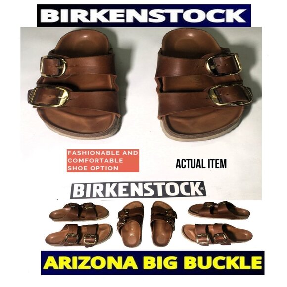 🛑 BIRKENSTOCK Big BUCKLE ➕🆒 SANDALS Arizona SHOES Slip On Leather 💸BUY NOW‼️ - Picture 1 of 16
